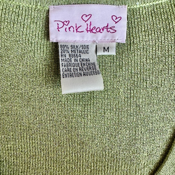 Silk Sweater Chartreuse Bright Green Shimmer Pullover Crewneck Medium - Picture 10 of 12